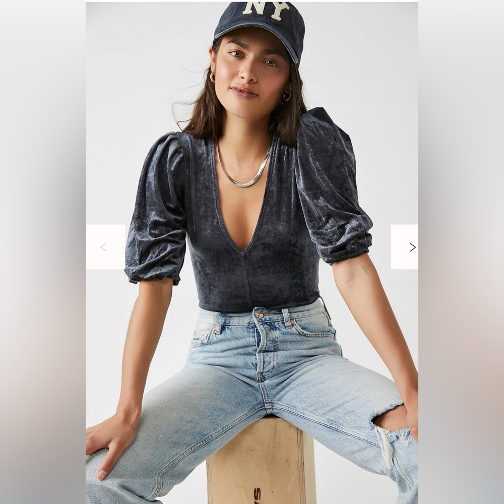 NWT Free People Don't You Wish Velvet Bodysuit color: sunflower seed